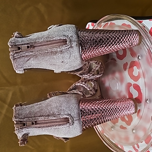 E Suede Strappy Heel Pink Rose soft sz 8 - Picture 3 of 7